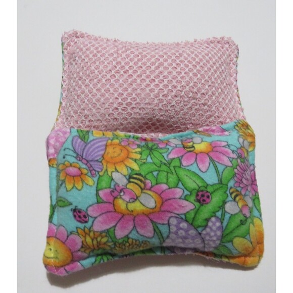 Handmade Reusable Dish Sponge, Flowers and Bee Scrubby, Set of 2 - Picture 3 of 3